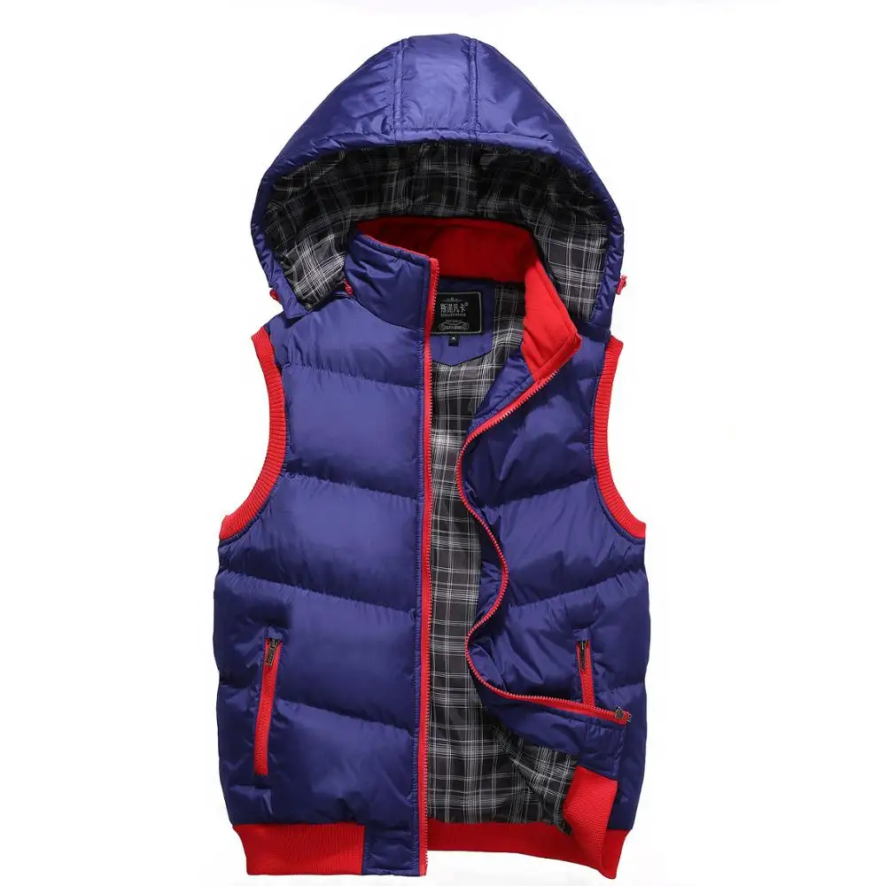 Royal Blue Мужские зимние жилеты с хлопковой подкладкой Модные жилеты мужские - Цвет: Royal Blue