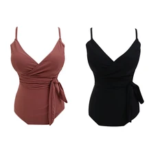 Одна деталь океана пляжа купальник бикини Для женщин с v-образным вырезом на бретельках с галстуком-бабочкой и спандекс светильник износостойкий удобный купальный вечерние праздник