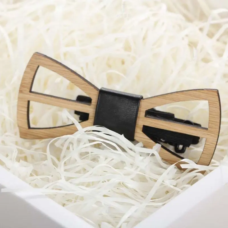 Бамбуковый деревянный галстук-бабочка ручной работы для мужчин и мальчиков, вечерние галстуки-бабочки из искусственной кожи, Классические свадебные аксессуары с регулируемым узлом