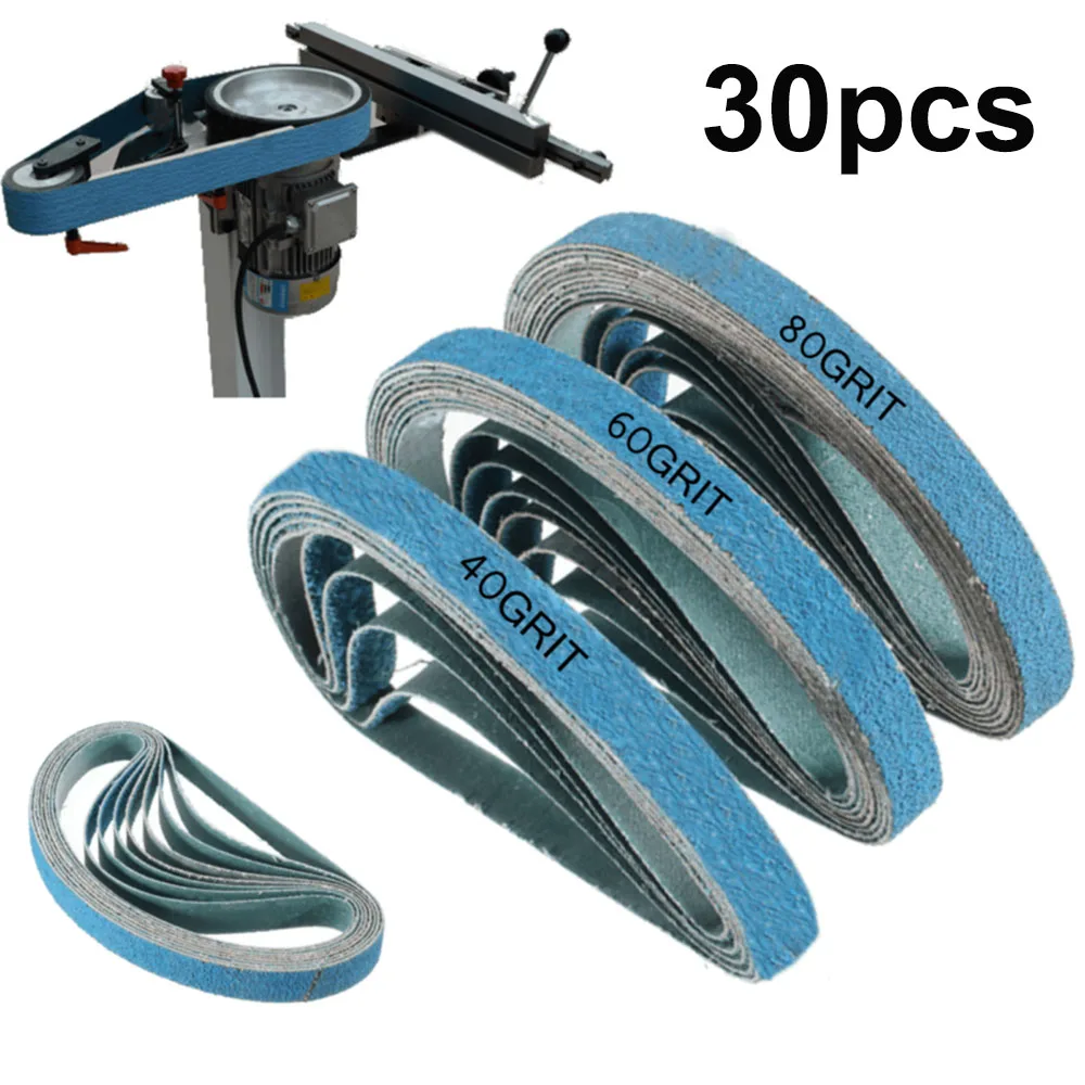 30PCS 1/2 X 18 Inch 40/60/80 Grit Zirconia Sanding Sander Belts Polishing Tool Metal Wood Sanding Belt Accessories
