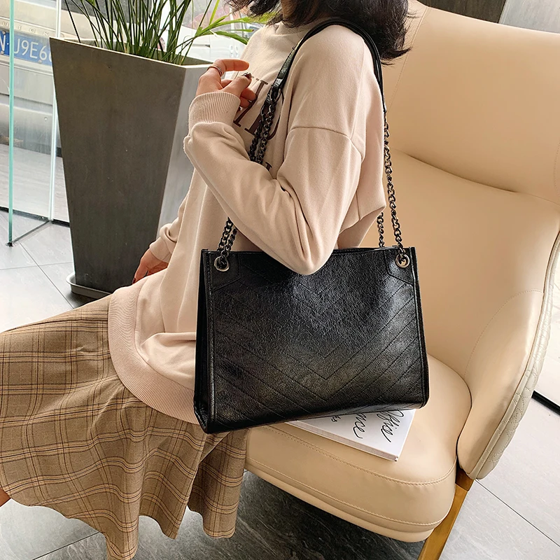 

High Quality Chain Pu Leather Crossbody Bags for Women Large Capacity Ladies Handbags Shoulder Bag Luxury Female Messenger Bags
