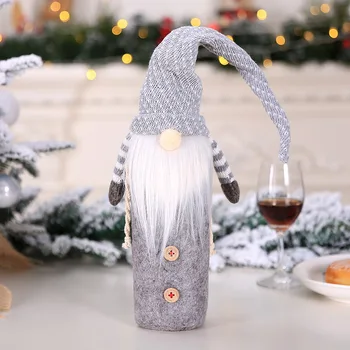 

Christmas Red Wine Bottle Cover Bag Dinner Table Home Party Decor Santa Claus