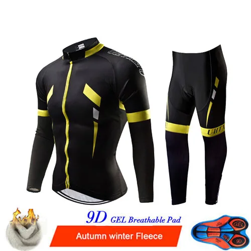 Cycling Set Uhtxhu, мужские велосипедные комплекты, Зимняя Теплая Флисовая одежда для велоспорта, комплект для велоспорта, набор для велоспорта, джерси, одежда для велоспорта - Цвет: Cycling Set