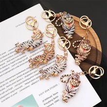 

New style personality fashion creative tiger diamond-studded key chain trend pendant jewelry accessories wholesale