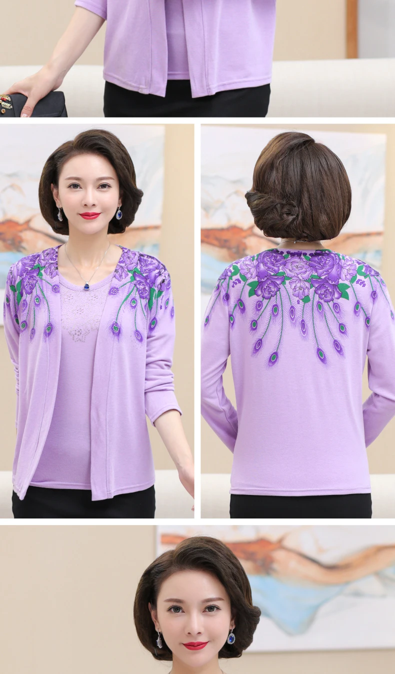 Мода, feminino blusa Трикотажный костюм, Осенний вязаный комплект из двух предметов для мамы, женский свитер с длинным рукавом размера плюс, S417