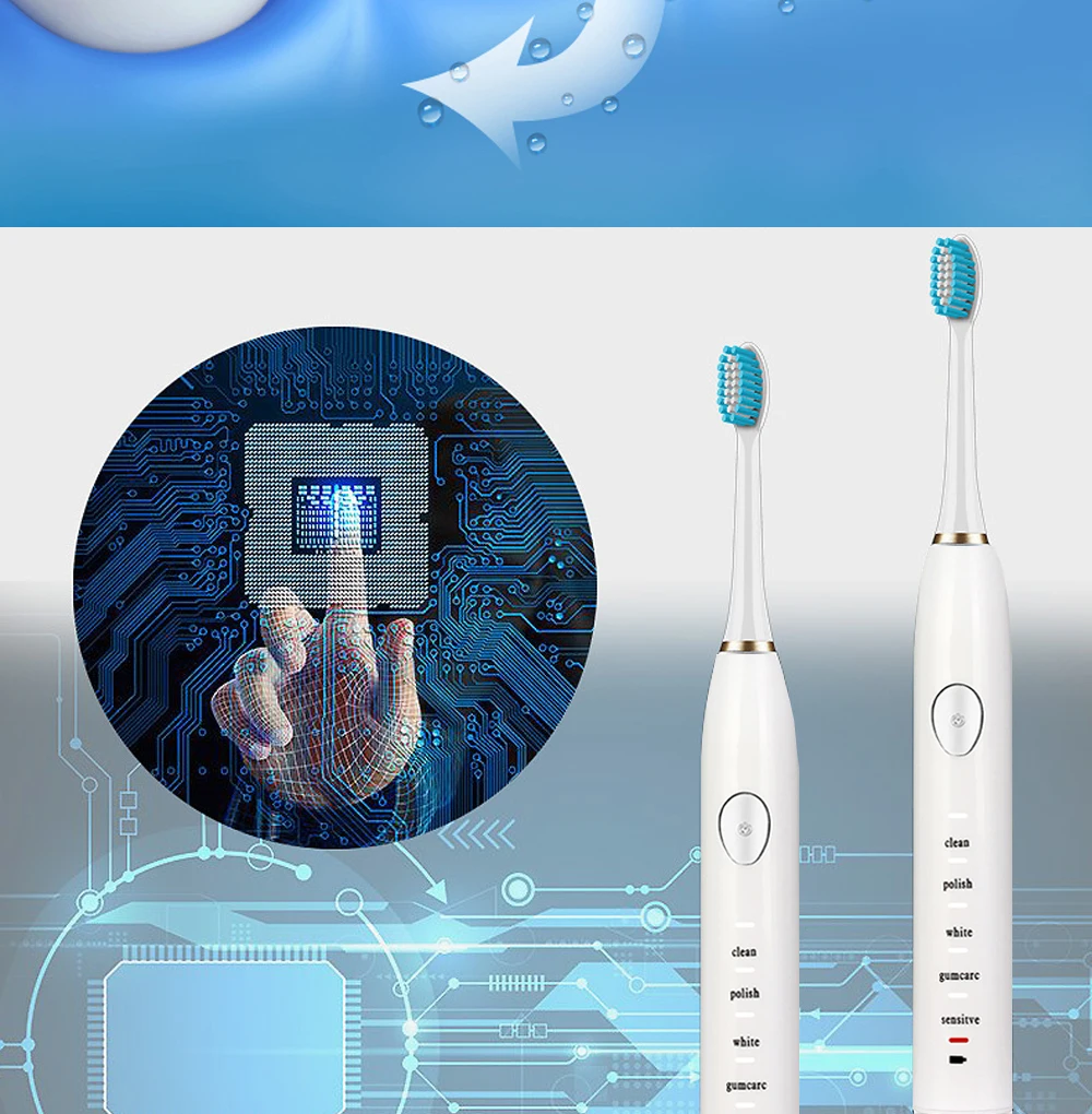 Rehargeable электрическая зубная щетка с 4 сменными щетками usb зарядка мощность зубная щетка водонепроницаемый