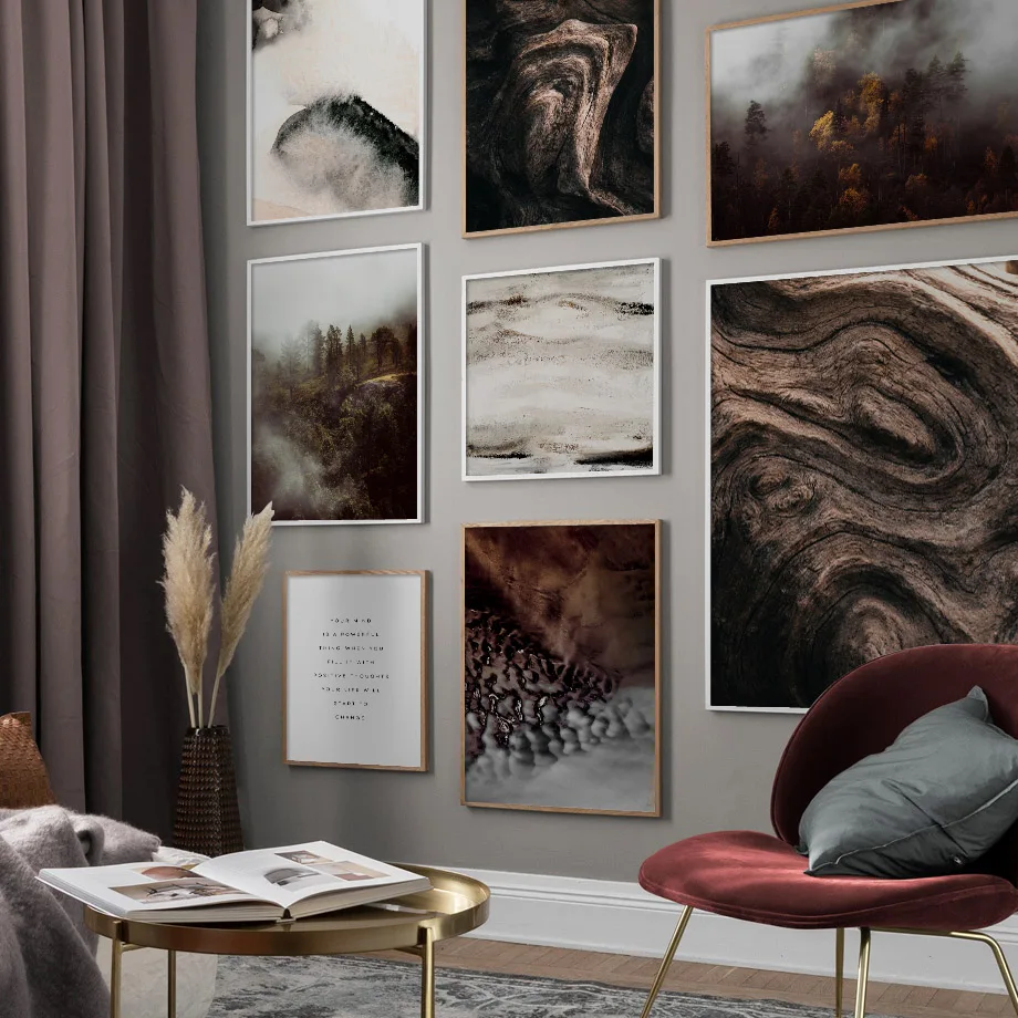 Autumn Misty Forest Wood Beige Stained Nordic Posters And Prints Wall Art Canvas Painting Wall Pictures For Living Room Decor Autumn Misty Forest Wood Beige Stained Nordic Posters And Prints Wall Art Canvas Painting Wall Pictures For Living Room Decor