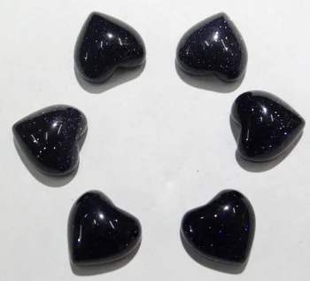 

50pcs/lot 10mm heart shape natural Blue sand stone CAB Cabochon beads for jewelry production making Accessories
