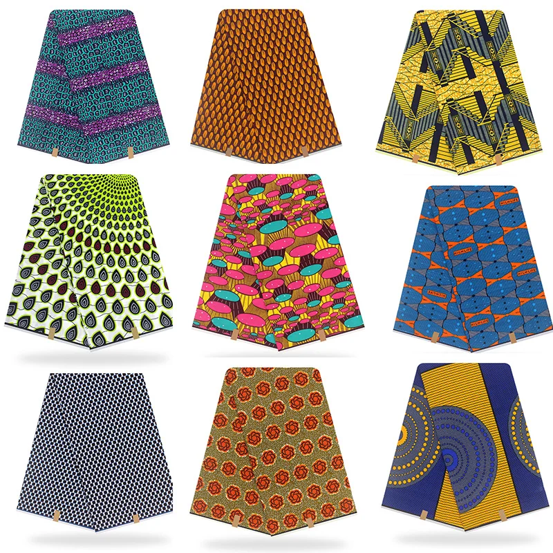 promotion African Real Wax Print Fabric Cotton Batik Ankara New Cloth For Nigerian Dress Print Ankara Fabric 6yards