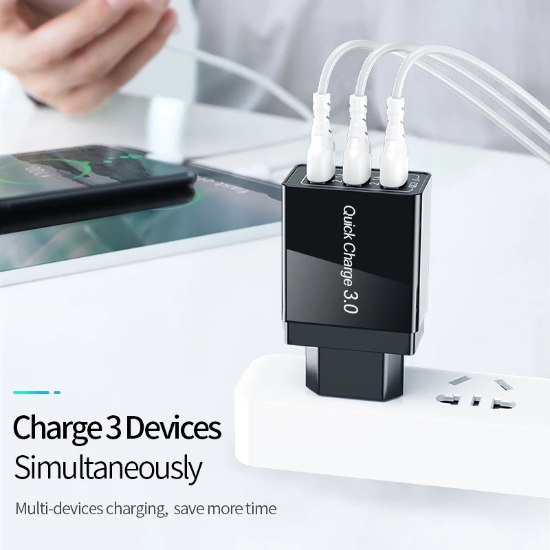 Udyr Быстрая зарядка 3,0 USB зарядное устройство Универсальный 3 порта Быстрая зарядка ЕС США штекер Адаптер питания для samsung S10 iPhone 11 Pro зарядка
