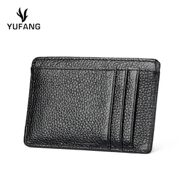 

YUFANG Women Wallet Genuine Leather Unisex Card Holder Wallets Real Leather Male Credit Card Holders Rfid Blocking Card Pocket
