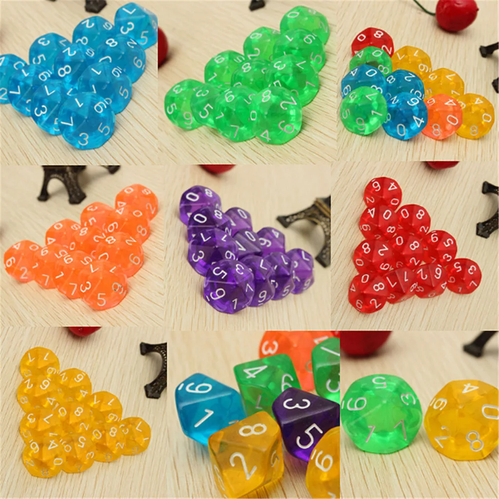 10 PCS/SET 10 Sided Plastic Polyhedral Dice Set Blue Bulk Numeral Dices Table Board Game Accessories for RPG Gmes 10 PCS/SET 10 Sided Plastic Polyhedral Dice Set Blue Bulk Numeral Dices Table Board Game Accessories for RPG Gmes