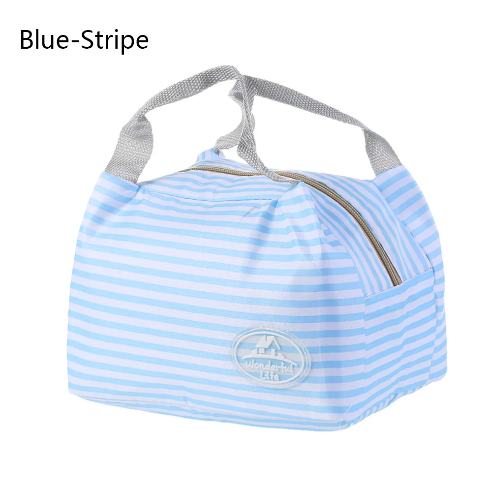 Blue-Stripe Мультфильм Ткань Оксфорд Еда хранения коробка-сумка для обеда Термальность изоляция кулер школьный лагерь работы Водонепроницаемый контейнер Сумка-тоут сумки для пикника - Цвет: Blue-Stripe