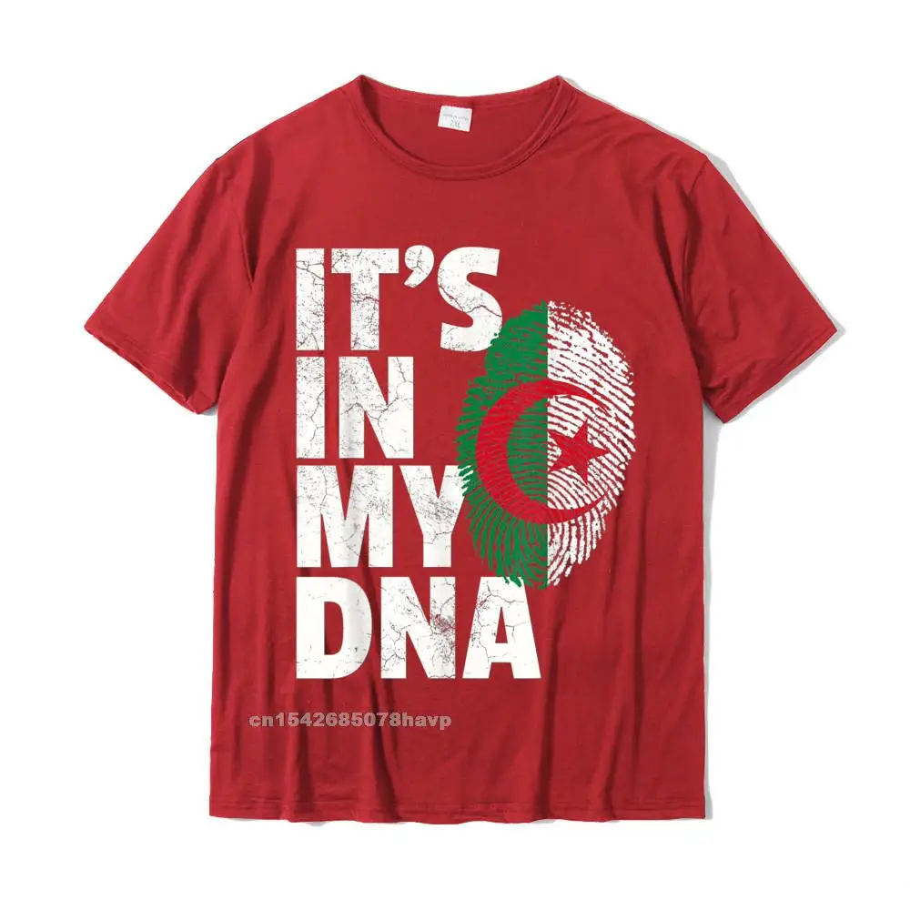 Casual Tops Shirts Funny Crewneck Leisure Short Sleeve 100% Cotton Men T-Shirt Personalized Tops T Shirt Top Quality ITS IN MY DNA Algerian Algeria Flag Shirt Men Women Kids__2055. red