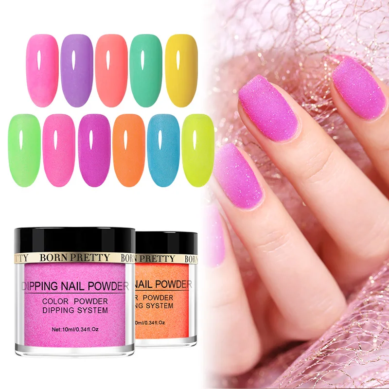 

BORN PRETTY Fluorescence Dipping Nail Powder 10ml Pigment Dust Natural Dry Without Lamp Cured Manicure Neon Nail Art Decoration