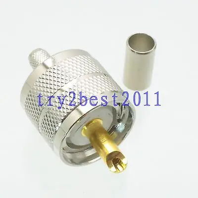 DHL/EMS 50 наборов 1pce разъем UHF PL259 штекер штырьковый обжим RG58 RG142 LMR195 RG400 коаксиальный прямо-C1