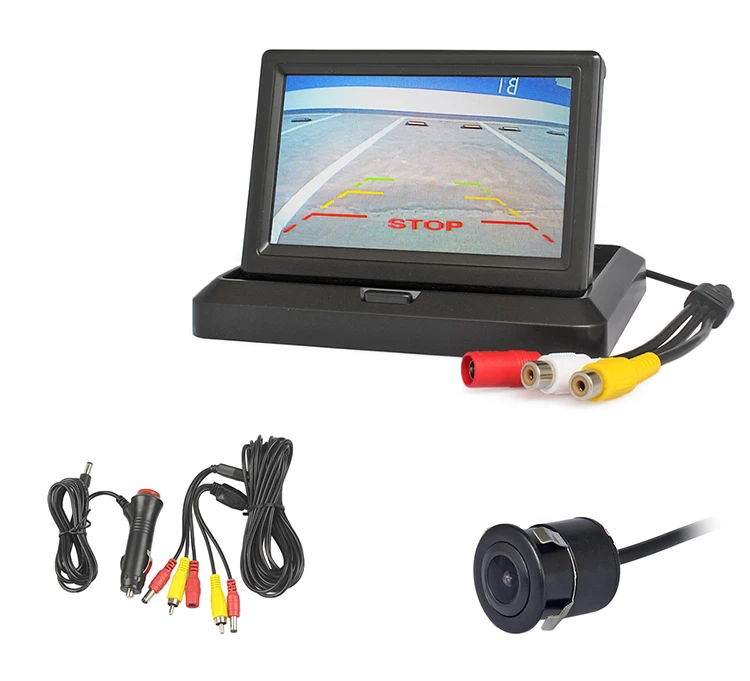 DIYKIT 5 дюймов складной TFT ЖК-монитор автомобиля HD заднего вида резервная Автомобильная камера система парковки автомобильное зарядное устройство