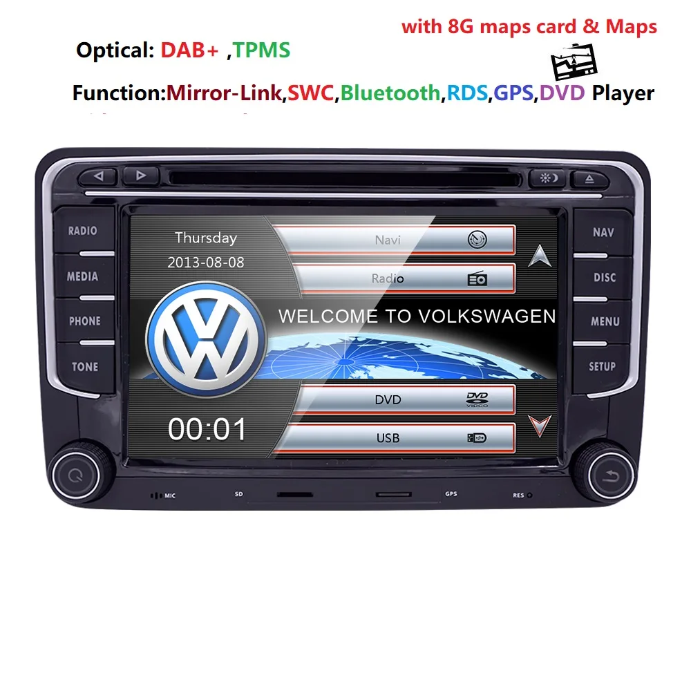 7 ''2 din Автомобильный Радио мультимедийный плеер gps для Volkswagen VW golf passat b6 Touran polo sedan Tiguan jetta DVD USB RDS DAB+ карты - Цвет: Head Unit
