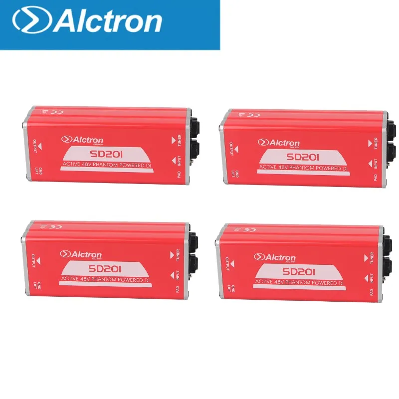 Красный 4 шт./партия Alctron SD201 active 48 В phantom power DI box для записи гитары и сцены, акустической и электрической гитары - Цвет: Красный