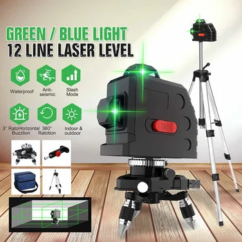 

ZEAST 3D 12 Line Laser Level Auto Self Leveling Green/Blue Light Laser Levels 360° Rotary Horizontal And Vertical Cross Measure