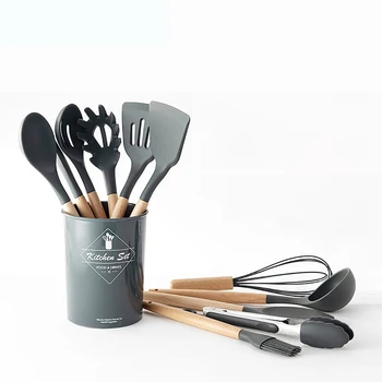 

Silicone Kitchenware Set Non-stick Cooking Tools Heat-resistant Design Utensil Set Cookware with Storage Box Kitchen Tool