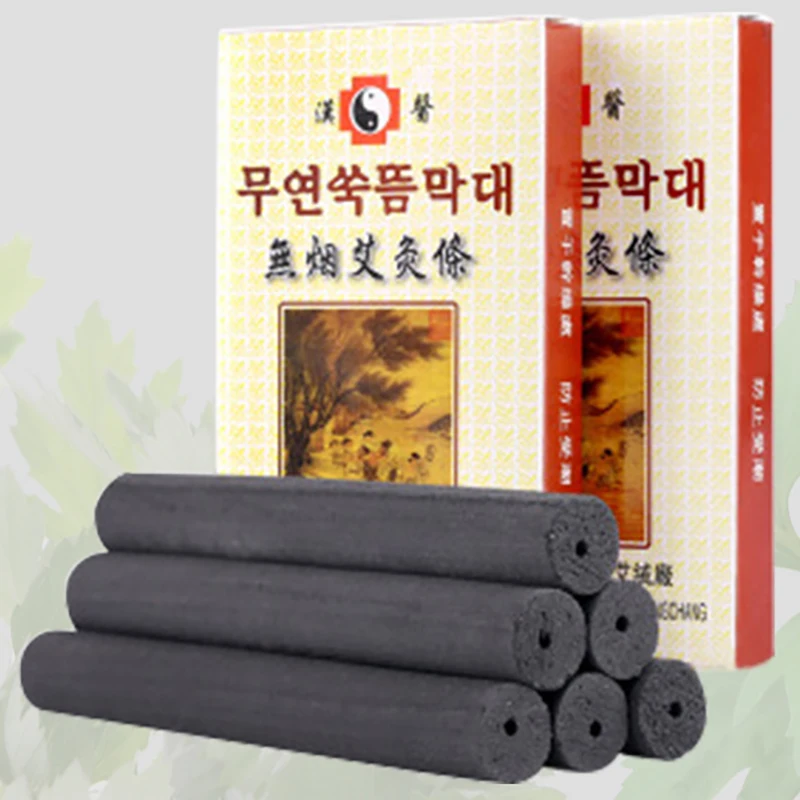 5Pcs Smokeless Moxa Stick Tradition Moxibustion Warm Acupuncture Massage Mugwort Body Massager Pain-relieving 14*120mm