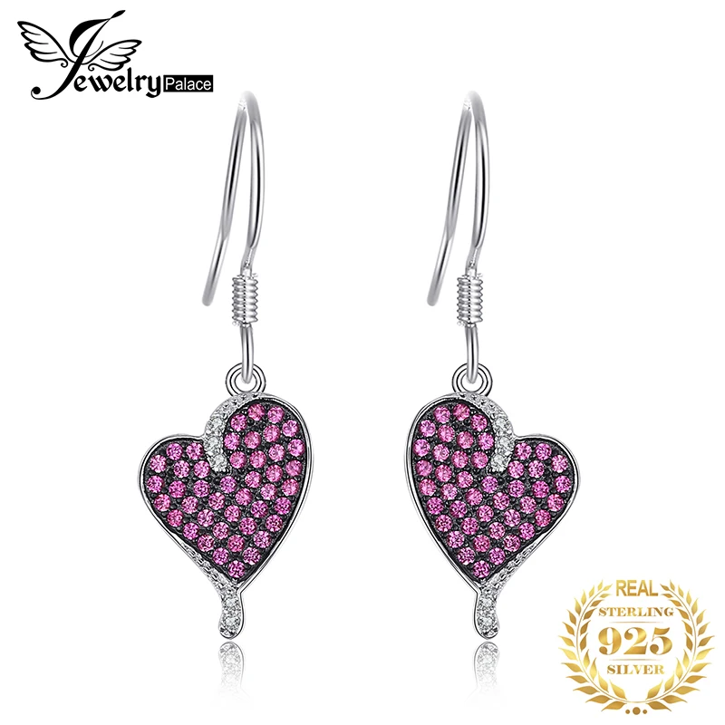 JewelryPalace сердце 0.5ct создан рубиновые серьги капли 925 пробы серебряные ювелирные