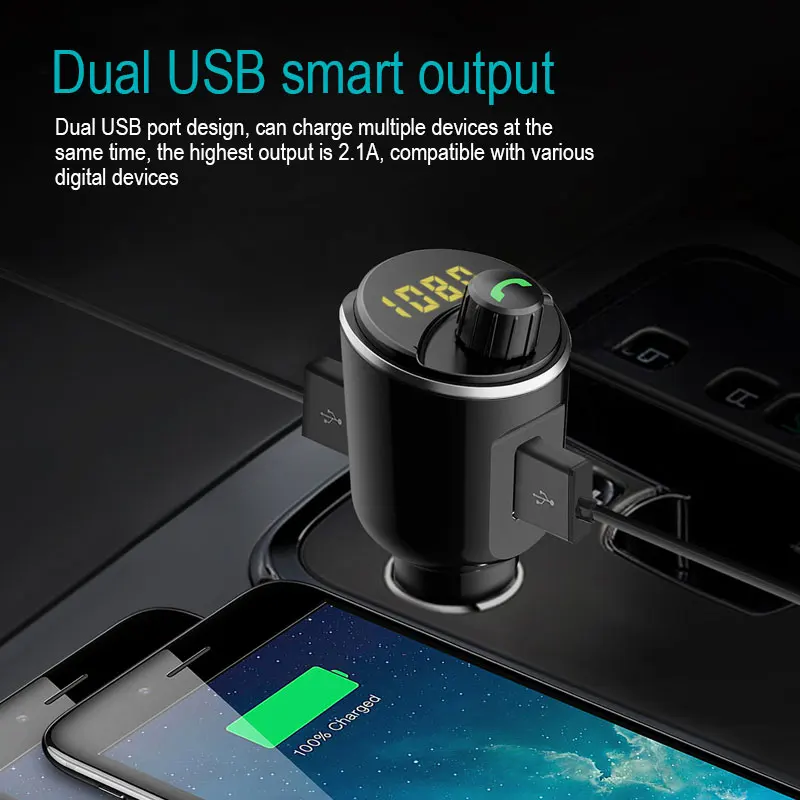Универсальный Bluetooth fm-передатчик двойной USB 12 V-24 V зарядное устройство Handsfree fm-передатчик портативный Bluetooth автомобильный комплект