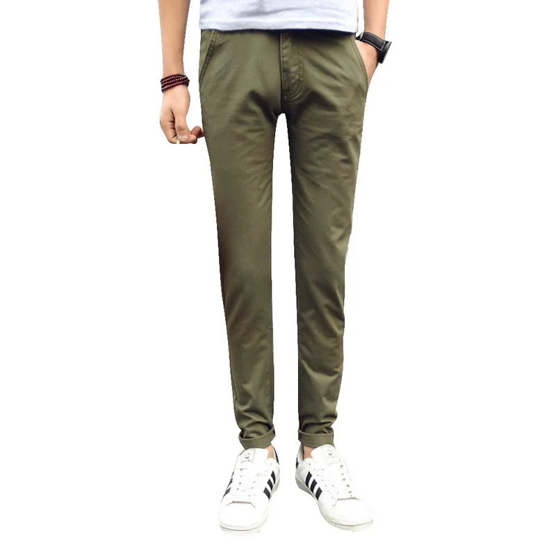 army green Демисезонный Повседневное брюки Для мужчин хлопок Slim Fit Chinos модные мужские брюки-карго мужские брюки Чинос Повседневное Slim Fit Брюки - Цвет: army green