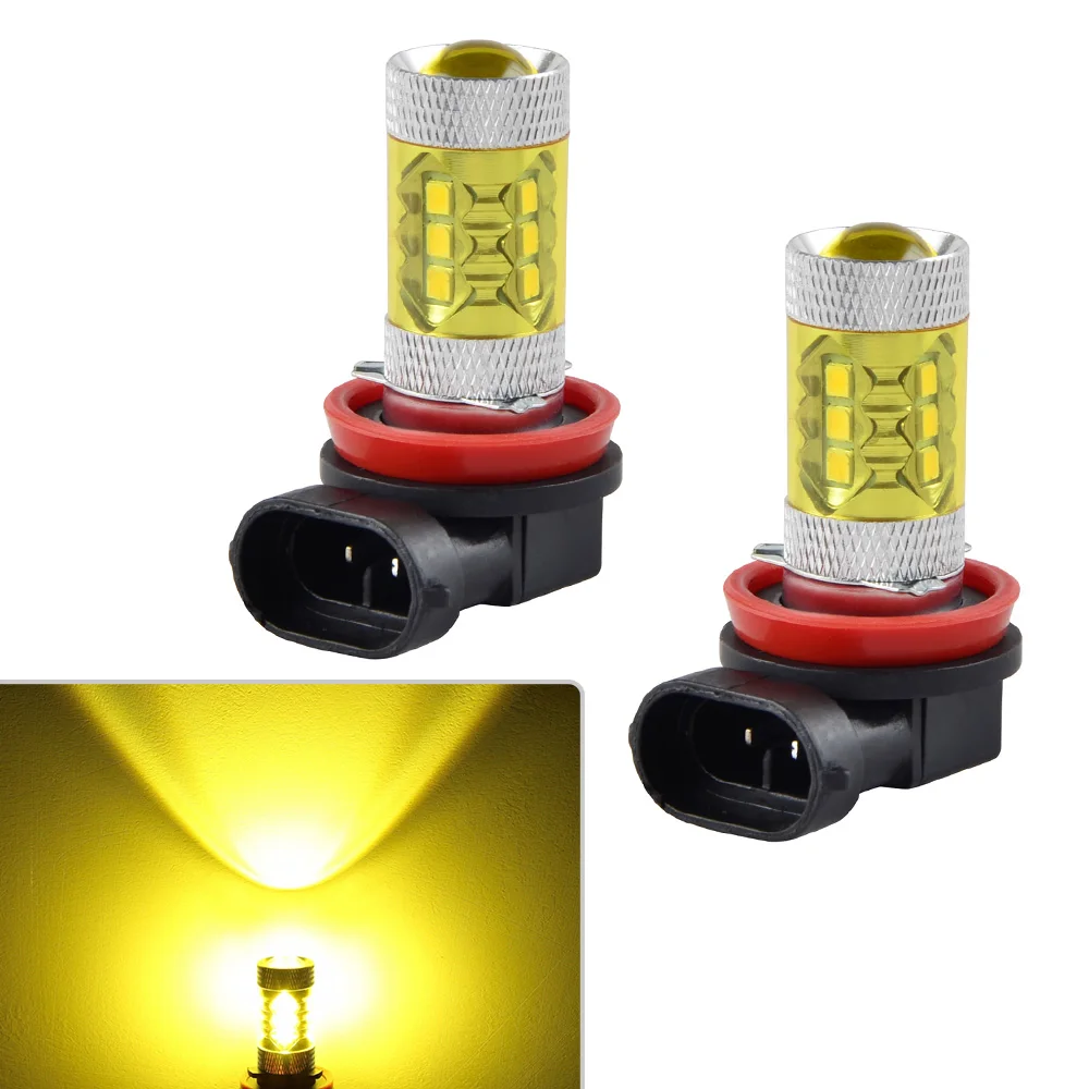 H2CNC 2 шт. 3000K H16 желтого золота 3030 SMD светодиодный Противотуманные фары дальнего света светильник лампочка