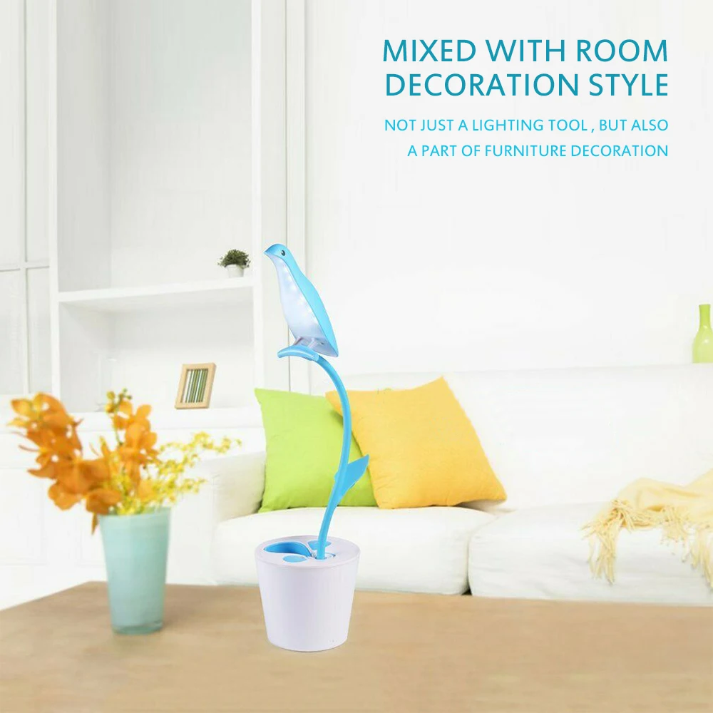 

Personality Bird LED Table Lamp Rechargeable USB Reading Lamp Table Lamp Pen Holder Touch Study Room Decoration Lamp