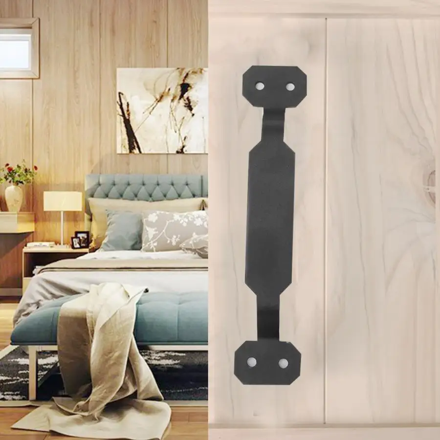 

Black Steel Barn Wood Door Pull Handle Simple Sliding Door Closet Cabinet Drawer Handle doorknob
