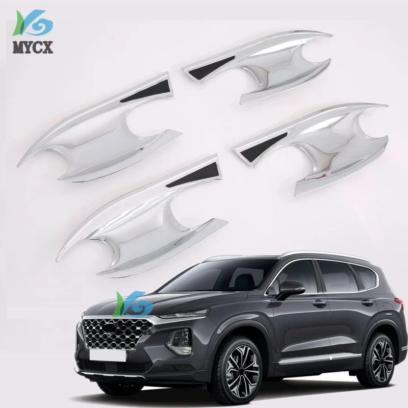 Для hyundai Santa Fe IX45 4TH углеродное волокно/хромированная декоративная дверная чаша, автомобильные аксессуары