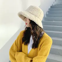 Женская зимняя Панама из искусственной шерсти одноцветная плюшевая теплая Панама с широкими полями 40JF