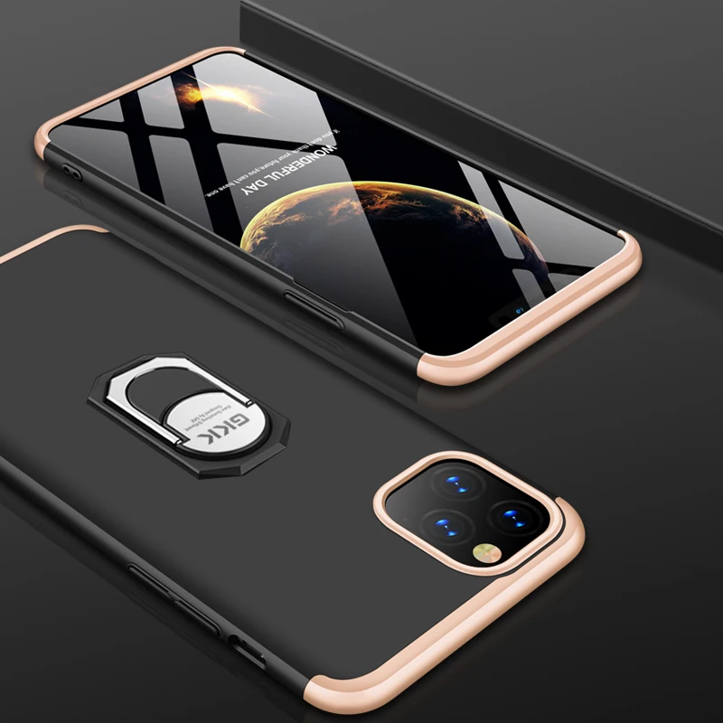 Чехол для iPhone 11 Pro Max Series, роскошное защитное кольцо, противоударный чехол для iPhone 11 pro max Edge, чехол s - Цвет: gold black