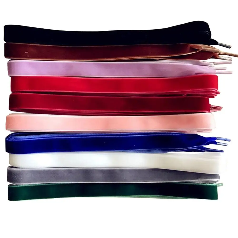 

100 - 140 CM Various Colors Velvet Shoe Boot Laces 1.6 CM Wide Flat Ribbon Shoelace Bootlaces