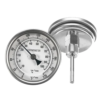 

Metal Bar Beer Brewing Thermometer 3'' Dual Scale Thermometer Kit 1/2 NPT Homebrew Kettle Barware Tool degree 0~220F Accessories