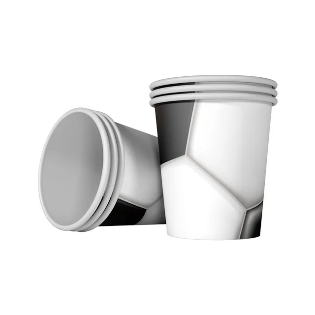 Cup 6PCS Футбольная тематическая вечеринка одноразовая посуда набор украшений день рождения черный и белый футбол детские товары на день рождения - Цвет: Cup 6PCS