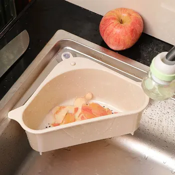 

Triangular Corner Sink Drain Rack Shelf Basket Food Residue Strainer Vegetable Fruit Drainer Sponge Holder Kitchen Filter Racks