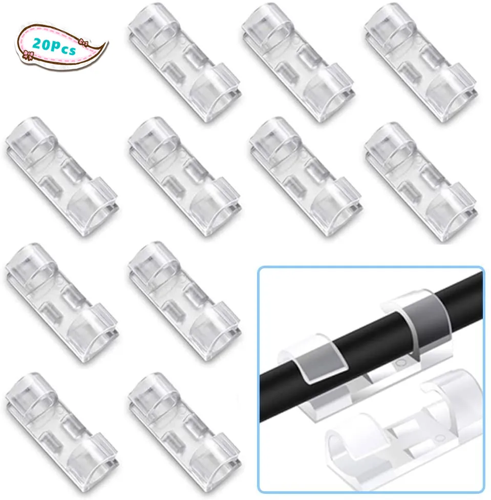 Cable Organizer Clips Cable Management Desktop & Workstation Wire Manager Cord Holder USB Charging Data Line Winder cable organizer 20PCS
