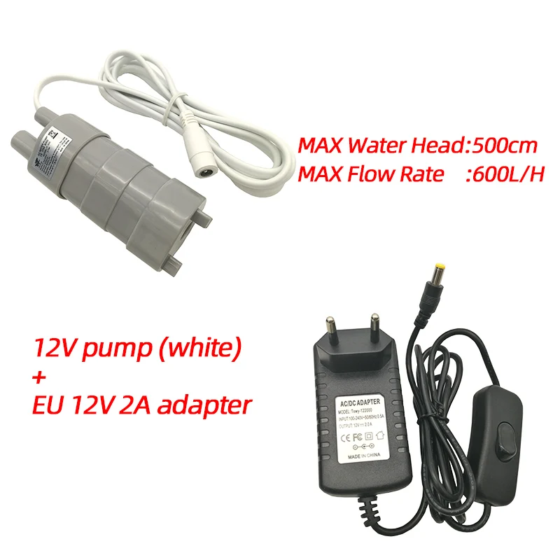 JT500 склад в России Высокое качество 12/24V 1.2A 14,5 W 600L/ч солнечной аквариум три основных микро электрический водяной погружной насос - Напряжение: 12V white-EU12V2A