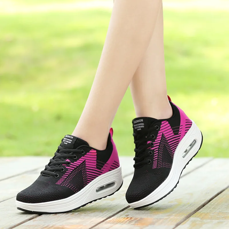 

2018 Spring New Style Fly Woven Rocking Shoes Women's Korean-style Versatile Sports Footwear Fashion Thick Bottomed WOMEN'S Wedg