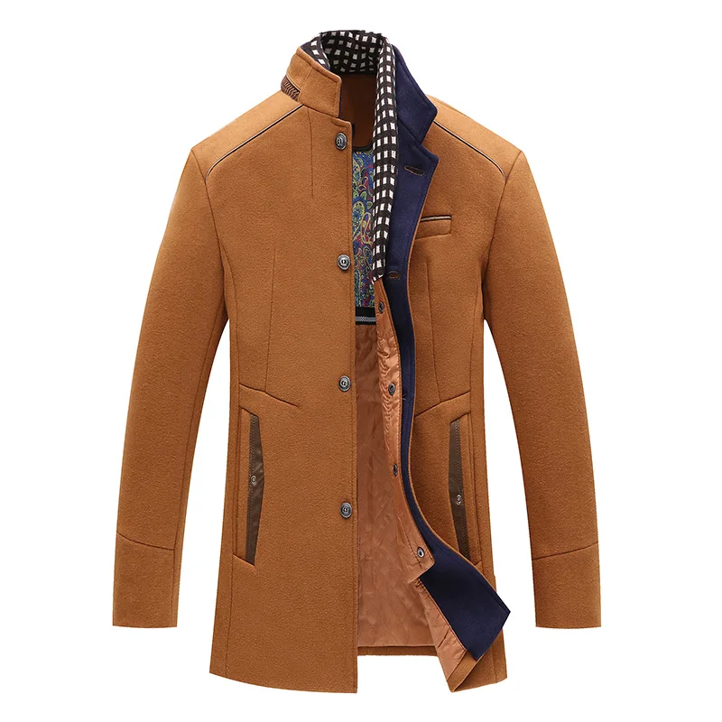 

Autumn and winter new men's worsted wool coat winter fleece warm jacket warm slim fashion windbreaker jacket male EU size