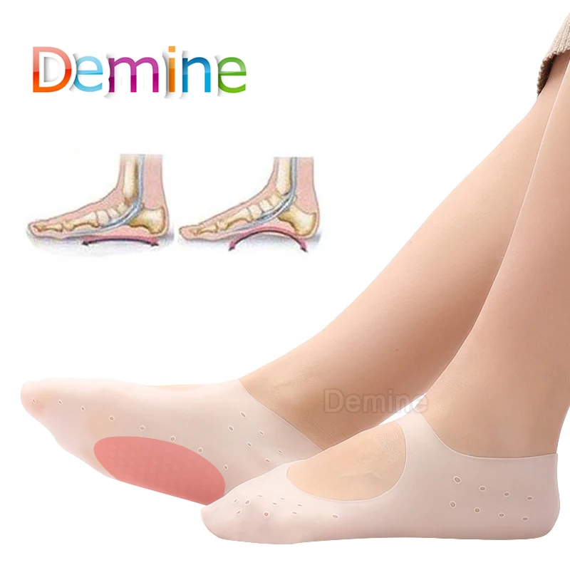 

Demine Silicone Gel Moisturizing Socks Anti Cracking Boat Socks Breathable Arch Support SPA Foot Protect Insert Gel Shoes Pads