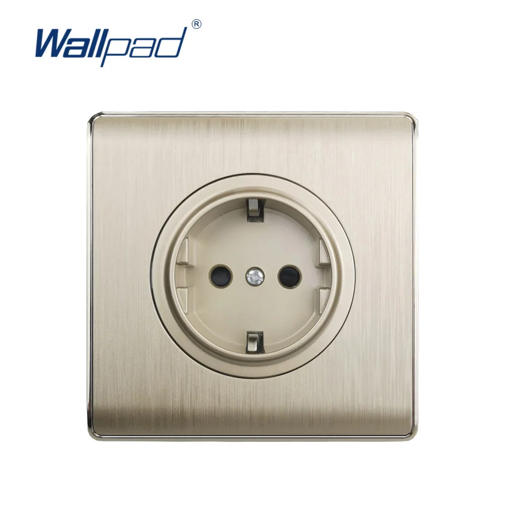 

Wallpad 2019 New Arrival Random Click Wall Light Switch With LED Indicator Wall Power Socket Gold PC Brused Panel For Home
