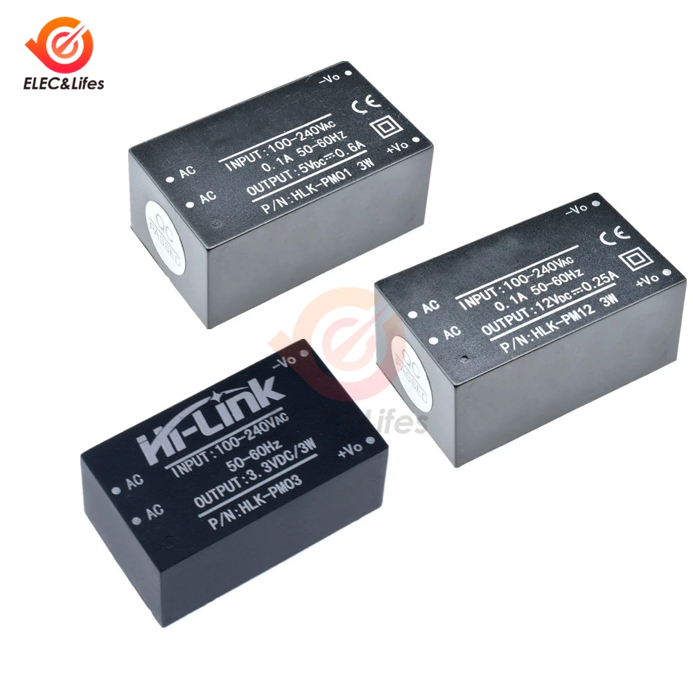 AC-DC 220V до 3,3 V 5V 12V Мини модуль источника питания с HLK-PM01 HLK-PM03 HLK-PM12 Шаг вниз переключатель, модуль источника питания с сертификацией UL/CE