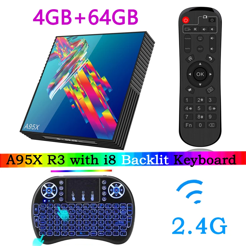 A95X R3 Смарт Android 9,0 ТВ Box Mini IPTV Set-top Box RK3318 2,4G& 5G двойной WI-FI 4 K 3 D 4 ядра медиа плеер 2G 4 32г 64Г - Цвет: 4G    64G   i8