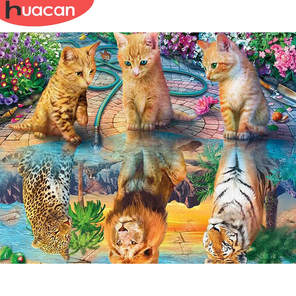 

HUACAN Cat Diamond Painting Full Square Animal New Arrival Diamond Embroidery Picture Of Rhinestone Home Decoration