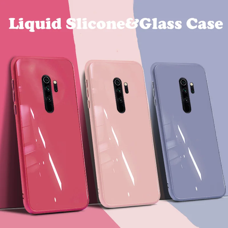 Жидкий силиконовый чехол-рамка для Xiaomi mi 9 SE 8 CC9 CC9E A3 Lite 9T Pro, чехол из закаленного стекла для Red mi Note 8 7 K20 Pro