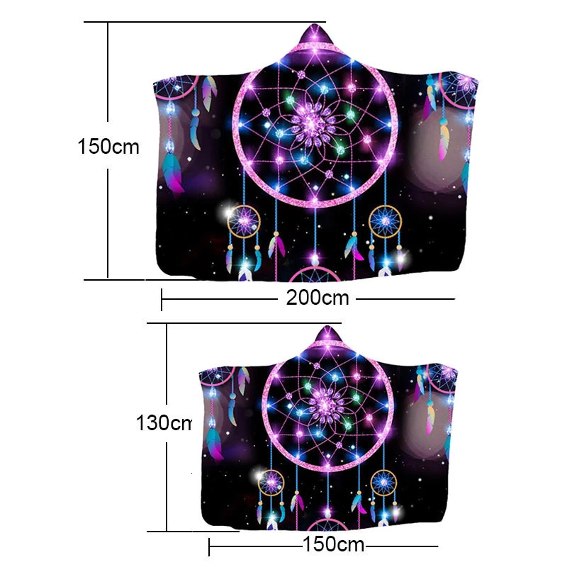 Ловец снов носимые с капюшоном одеяло зимние мягкие теплые мульти-практичные покрывала диван кровать флисовый плед одеяло